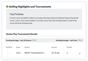 Junior Golf Hub's Tournament Stats