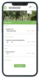 Junior Golf Hub College Golf Coach Smart Filters