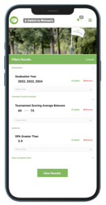 Junior Golf Hub College Golf Coach Smart Filters