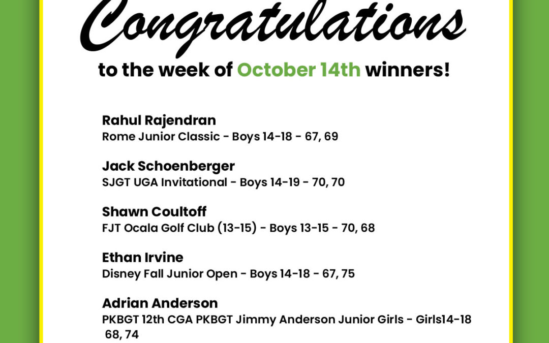 Medalists Week of October 14th