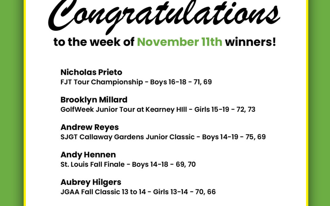 Medalists Week of November 11th