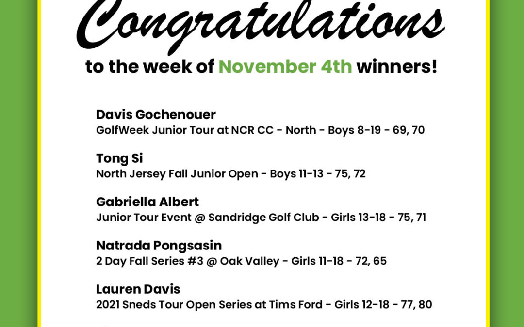 Medalists Week of November 4th